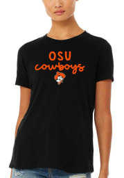 Oklahoma State Cowboys Womens Black Script Logo Short Sleeve T-Shirt