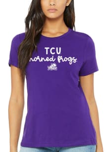 TCU Horned Frogs Womens Purple Script Logo Short Sleeve T-Shirt