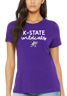 K-State Wildcats Womens Purple Script Logo Short Sleeve T-Shirt