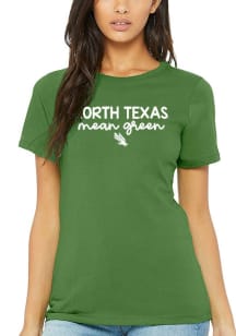 North Texas Mean Green Womens Green Script Logo Short Sleeve T-Shirt