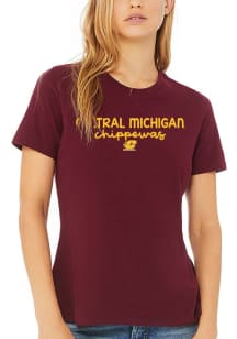 Central Michigan Chippewas Womens Maroon Script Logo Short Sleeve T-Shirt