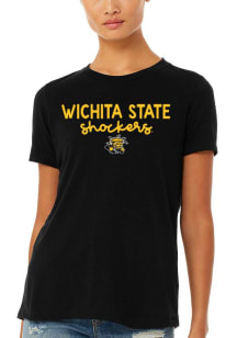 Wichita State Shockers Womens Black Script Logo Short Sleeve T-Shirt