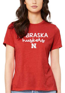 Nebraska Cornhuskers Script Logo Short Sleeve T-Shirt - Red