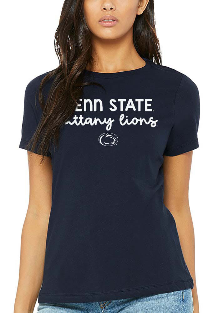 Penn State Nittany Lions Womens Navy Blue Script Logo Short Sleeve T-Shirt