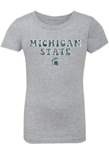 Michigan State Spartans Girls Grey Bubble Script Short Sleeve Tee