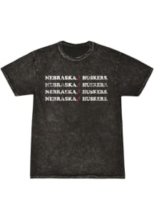 Nebraska Cornhuskers Womens Black Mineral Wash Short Sleeve T-Shirt