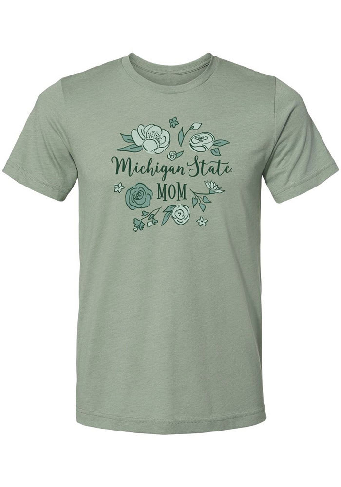 Michigan State Spartans Womens Green Mom Short Sleeve T-Shirt