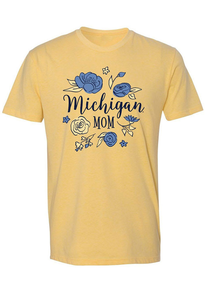 Michigan Wolverines Womens Yellow Mom Short Sleeve T-Shirt