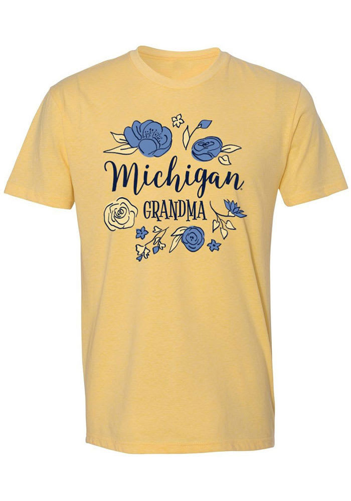 Michigan Wolverines Womens Yellow Grandma Short Sleeve T-Shirt