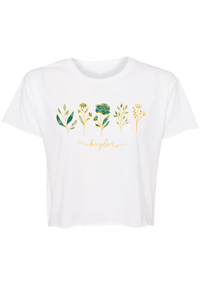 Baylor Bears Womens White Jade Floral Short Sleeve T-Shirt
