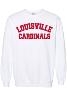 Louisville Cardinals Womens White Classic Block Crew Sweatshirt