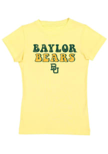 Baylor Bears Girls Yellow Bubble Script Short Sleeve Tee