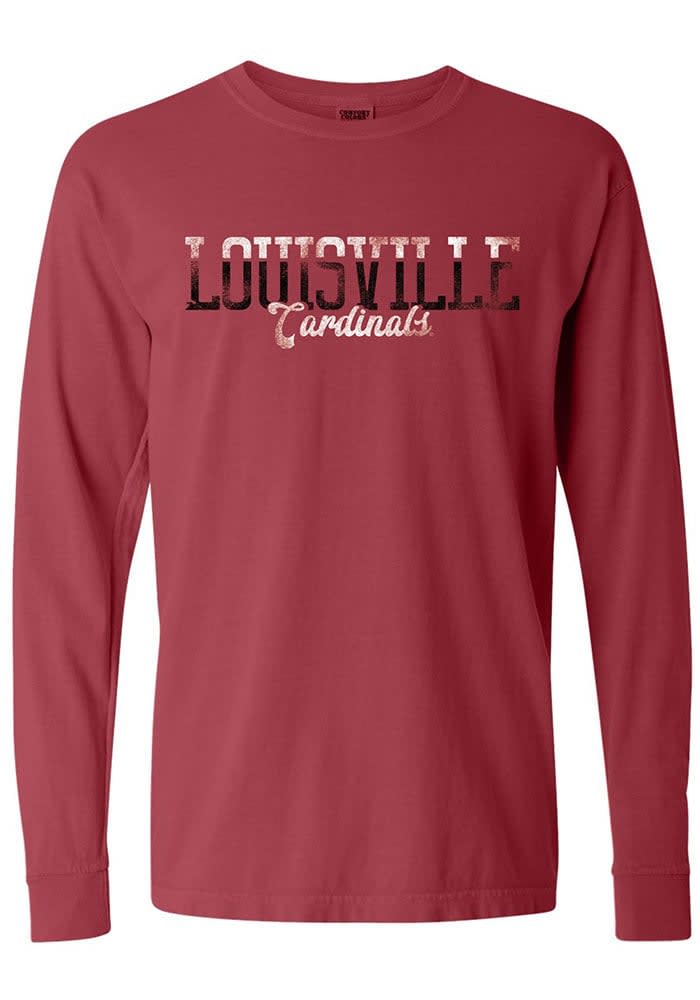 Louisville Cardinals Womens Red Colorblock Sweater Crew Sweatshirt