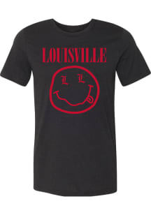 Louisville Cardinals Womens Black Smiley Face Short Sleeve T-Shirt