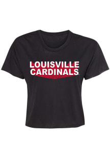 Louisville Cardinals Womens Black Jade Crop Short Sleeve T-Shirt
