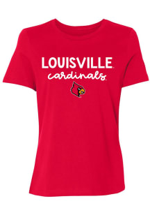 Louisville Cardinals Womens Red Script Logo Short Sleeve T-Shirt