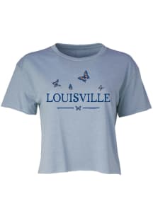 Louisville Womens Blue Butterflies Wordmark Short Sleeve T-Shirt