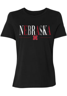 Nebraska Cornhuskers Womens Black Multicolor Short Sleeve T-Shirt
