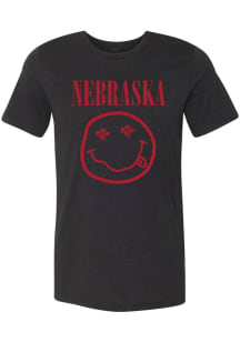 Nebraska Cornhuskers Womens Black Smiley Short Sleeve T-Shirt