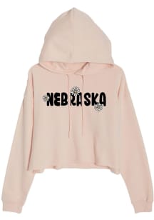 Nebraska Womens Pink Sunflower Wordmark Hooded Sweatshirt