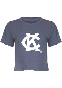 Kansas City Monarchs Womens Blue Cropped Short Sleeve T-Shirt