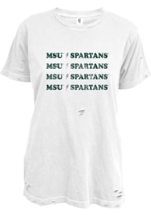 Michigan State Spartans Womens White Lightning Bolt Short Sleeve T-Shirt