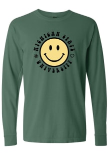 Michigan State Spartans Womens Green Smiley LS Tee
