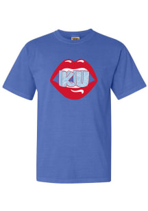 Kansas Jayhawks Womens Blue Lips Short Sleeve T-Shirt