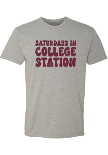 College Station Grey Saturdays In Short Sleeve Fashion T Shirt