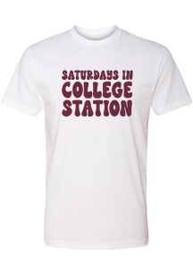 College Station White Saturdays In Short Sleeve Fashion T Shirt