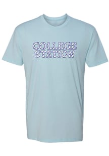 College Station Womens Light Blue Bonnet Infill Short Sleeve T-Shirt