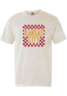 Kansas City Womens Ivory Checkered Wordmark Short Sleeve T-Shirt