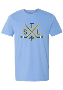 St Louis Blue Sticks Fleur De Lis Short Sleeve T Shirt