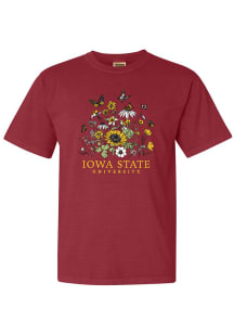 Iowa State Cyclones Womens Crimson Floral Short Sleeve T-Shirt