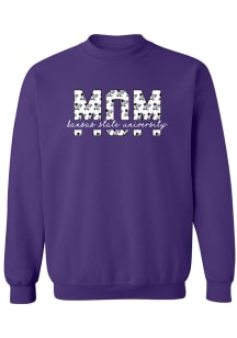 K-State Wildcats Womens Purple Block Mom Crew Sweatshirt