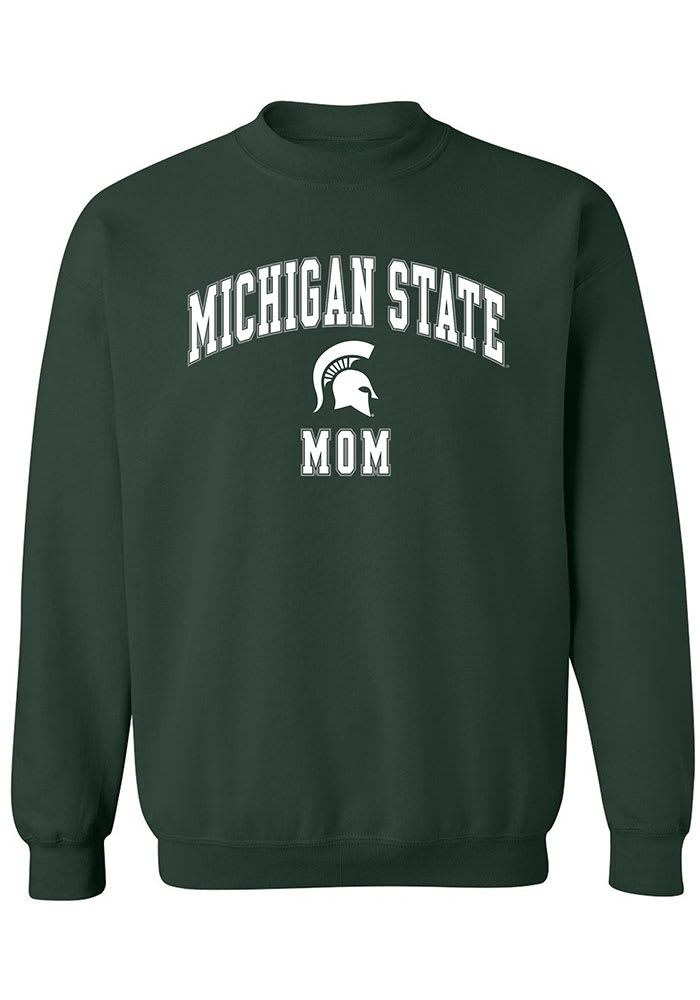 Michigan State Spartans Womens GREEN Mom Long Sleeve Crew Sweatshirt