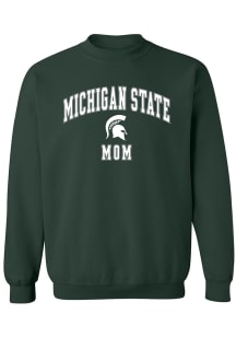 Michigan State Spartans Womens Green Mom Crew Sweatshirt