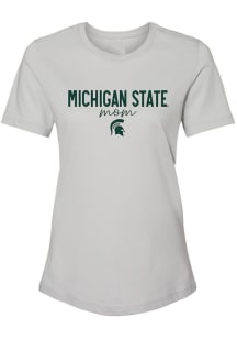 Michigan State Spartans Womens Grey Script Mom Short Sleeve T-Shirt