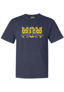 Michigan Wolverines Womens Navy Blue Block Mom Short Sleeve T-Shirt