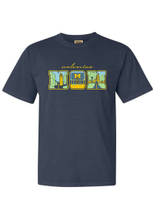 Michigan Wolverines Womens Navy Blue Campus Mom Short Sleeve T-Shirt