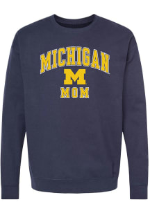 Michigan Wolverines Womens Navy Blue Mom Crew Sweatshirt