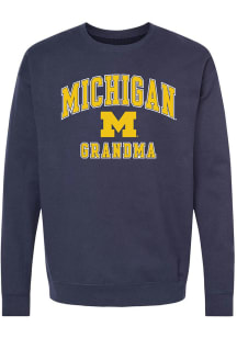 Michigan Wolverines Womens Navy Blue Grandma Crew Sweatshirt