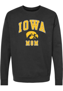 Womens Black Iowa Hawkeyes Mom Crew Sweatshirt