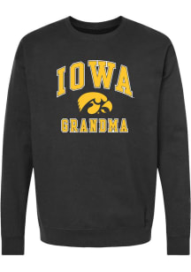Womens Black Iowa Hawkeyes Grandma Crew Sweatshirt