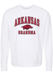 Arkansas Razorbacks Womens White Grandma Crew Sweatshirt