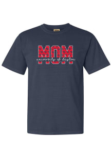 Dayton Flyers Womens Navy Blue Block Mom Short Sleeve T-Shirt