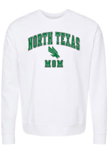 North Texas Mean Green Womens White Mom Crew Sweatshirt