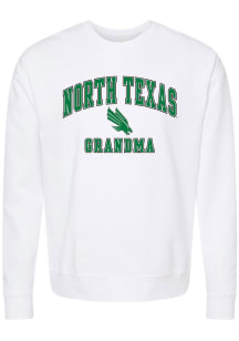 North Texas Mean Green Womens White Grandma Crew Sweatshirt