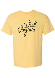 West Virginia Mountaineers Womens Yellow Large Script Short Sleeve T-Shirt