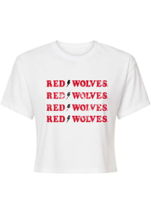 Arkansas State Red Wolves Womens Red Lightning Bolt Crop Short Sleeve T-Shirt